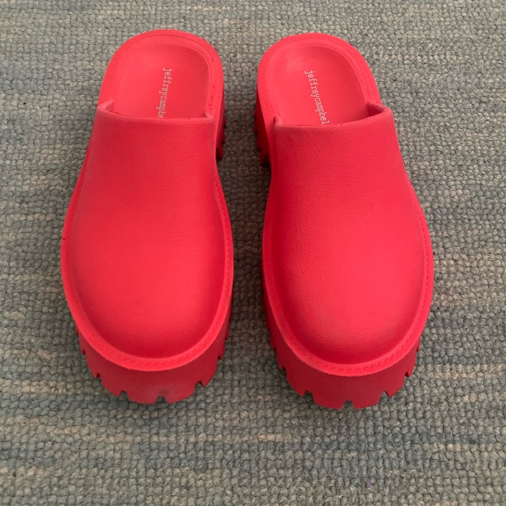 Jeffrey Campbell Red Platform Clog Mules